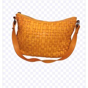 Vintage ashwood Woven Classic Leather Crossbody Bag Yellow